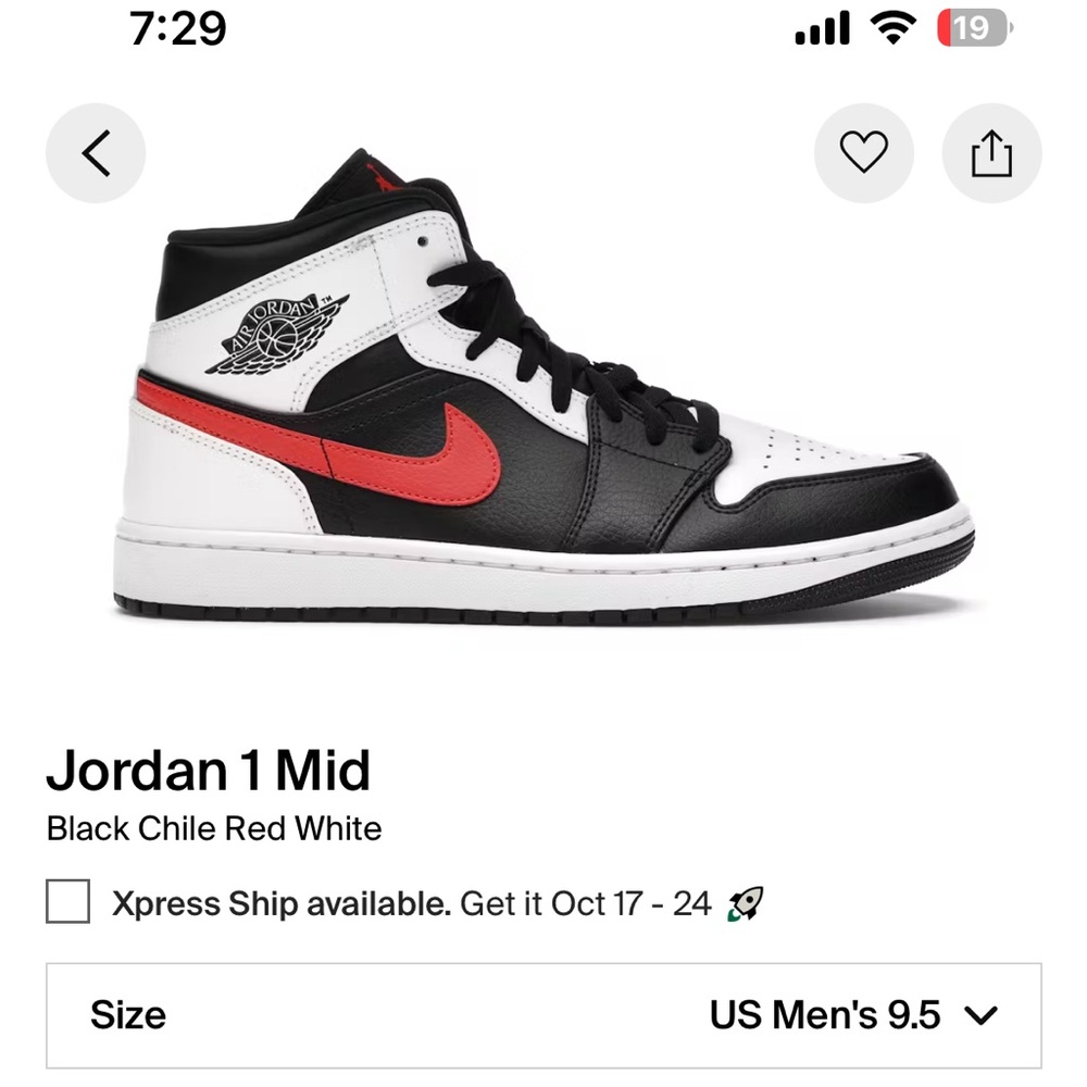 Men’s Jordan 1 high size 9.5